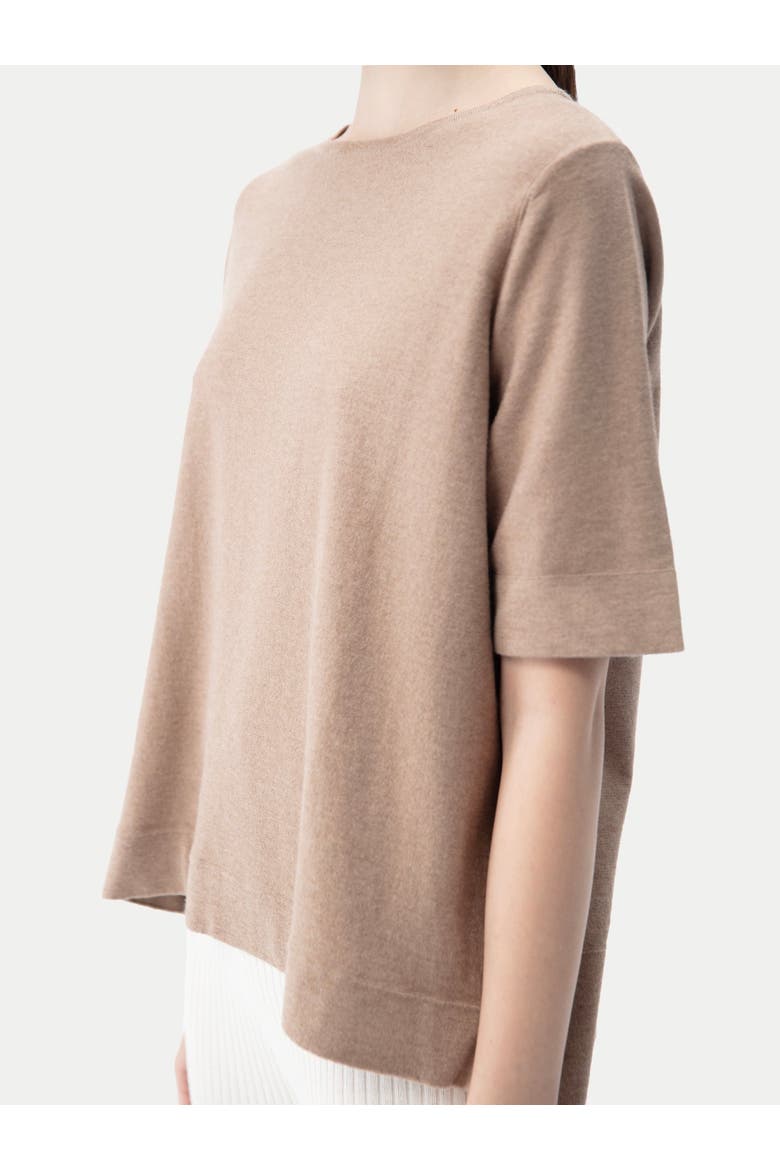Box-Cut Cotton Silk Cashmere Blend T-Shirt, Alternate, color, timber wolf