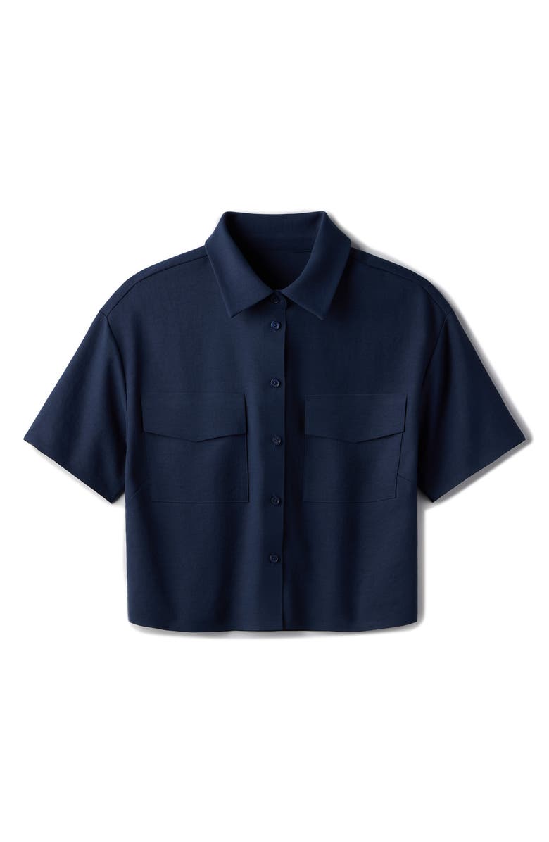Rhone Horizon Crop Button-Up Shirt, Alternate, color, Navy Blue
