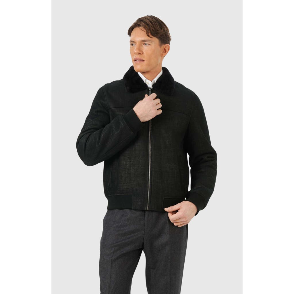 Gorski Merino Shearling Lamb Bomber Jacket In Black