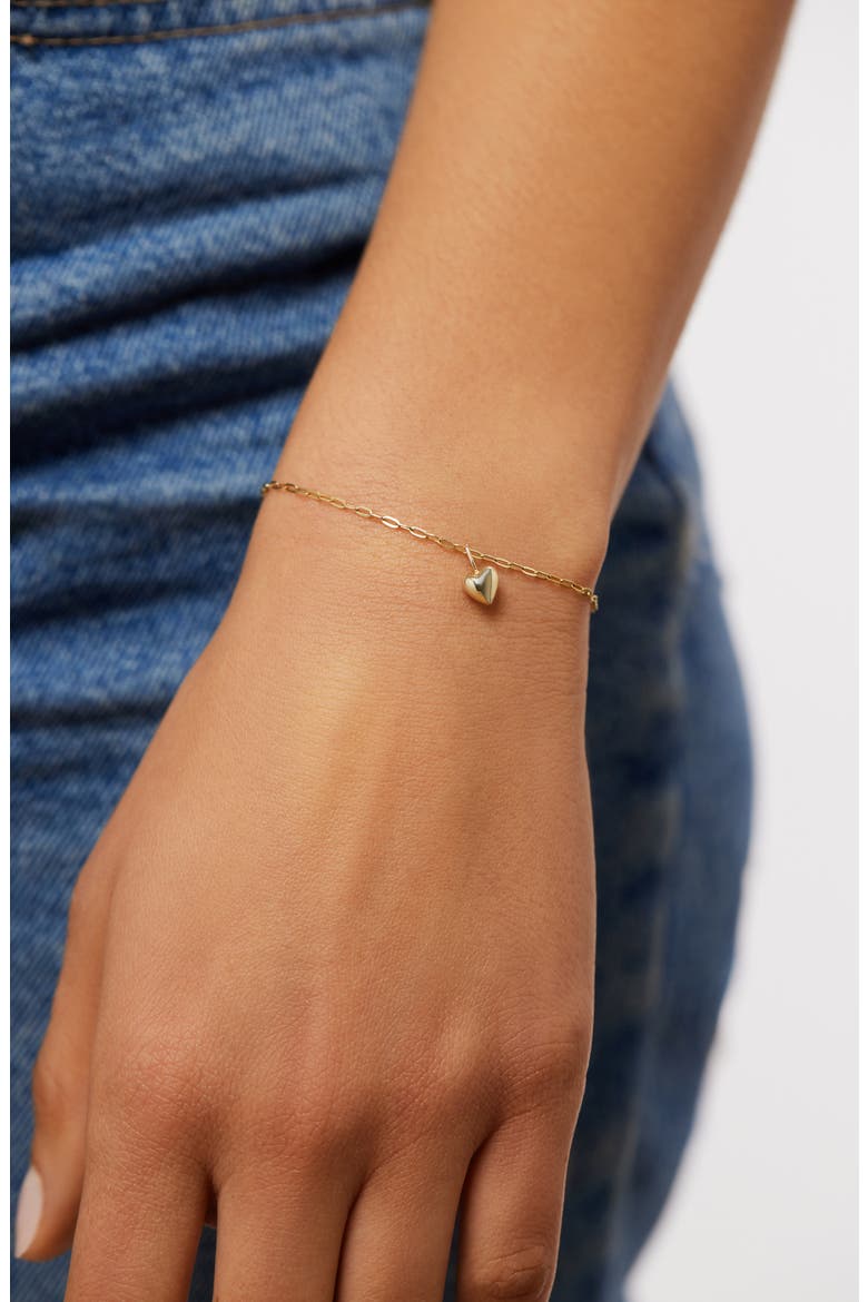 Gold Charm Bracelet - Gold Heart Bracelet, Alternate, color, Gold