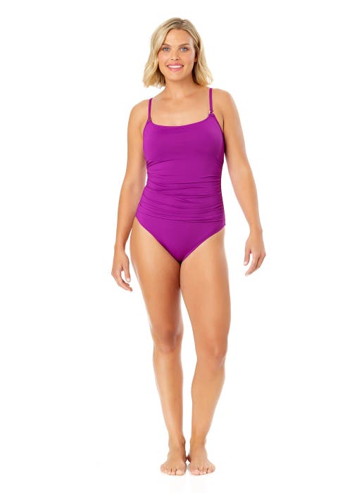 Shop Anne Cole Shirred Lingerie Maillot One Piece In Fuchsia