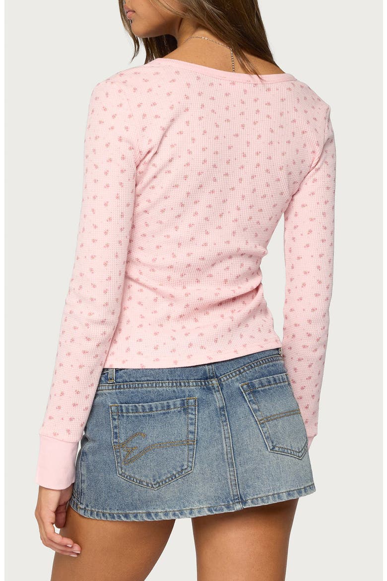 Rhinestone Graphic Floral Henley Top, Alternate, color, PINK