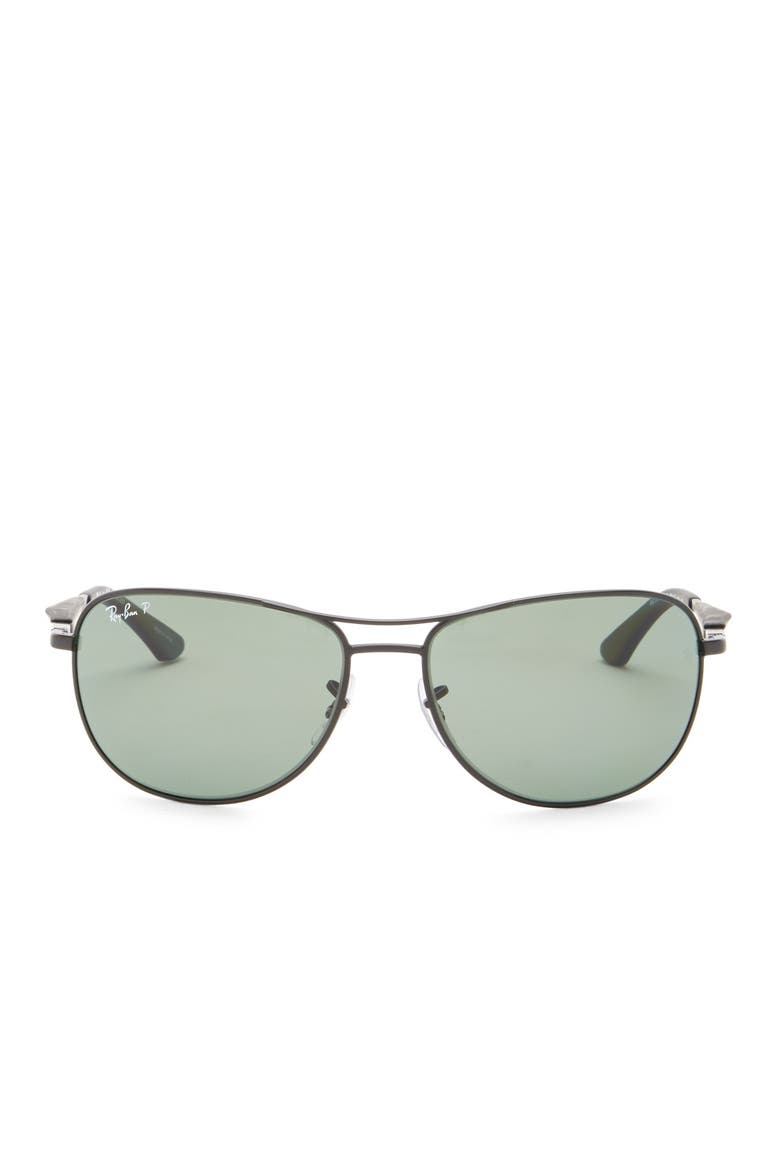 59mm Polarized Aviator Sunglasses, Alternate, color, MATTE BLACK