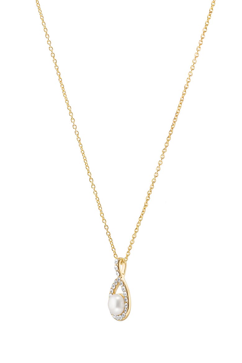 Imitation Pearl and Cubic Zirconia Necklace and Earrings Set, Alternate, color, GOLD