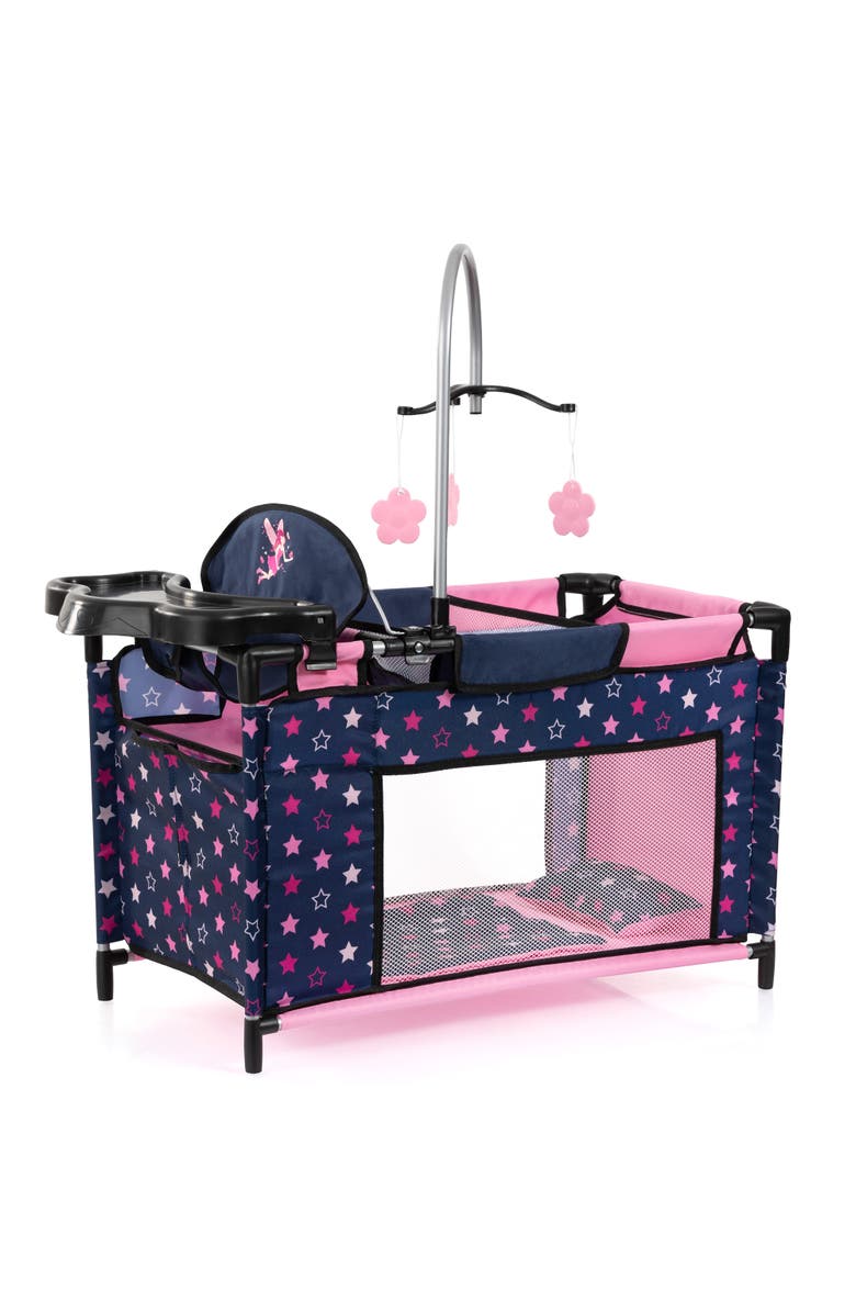 Bayer Design Navy & Pink Multibed Playpen For Dolls With Highchair & Mobile, Main, color, 