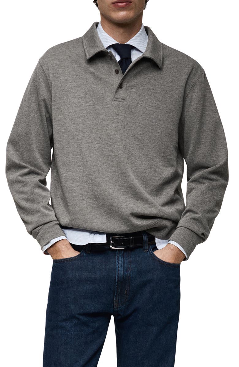 MANGO Polo Sweatshirt, Main, color, Charcoal