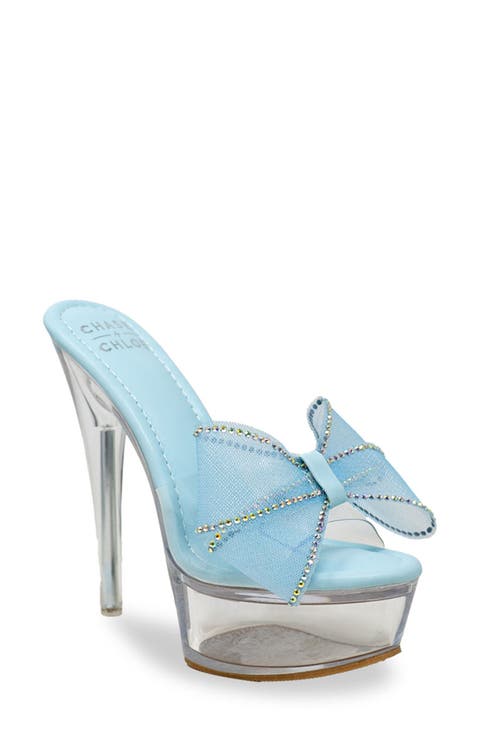 Rhinestone Bow Platform Sandal