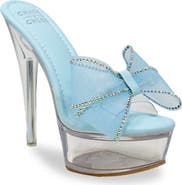 CHASE AND CHLOE Rhinestone Bow Platform Sandal