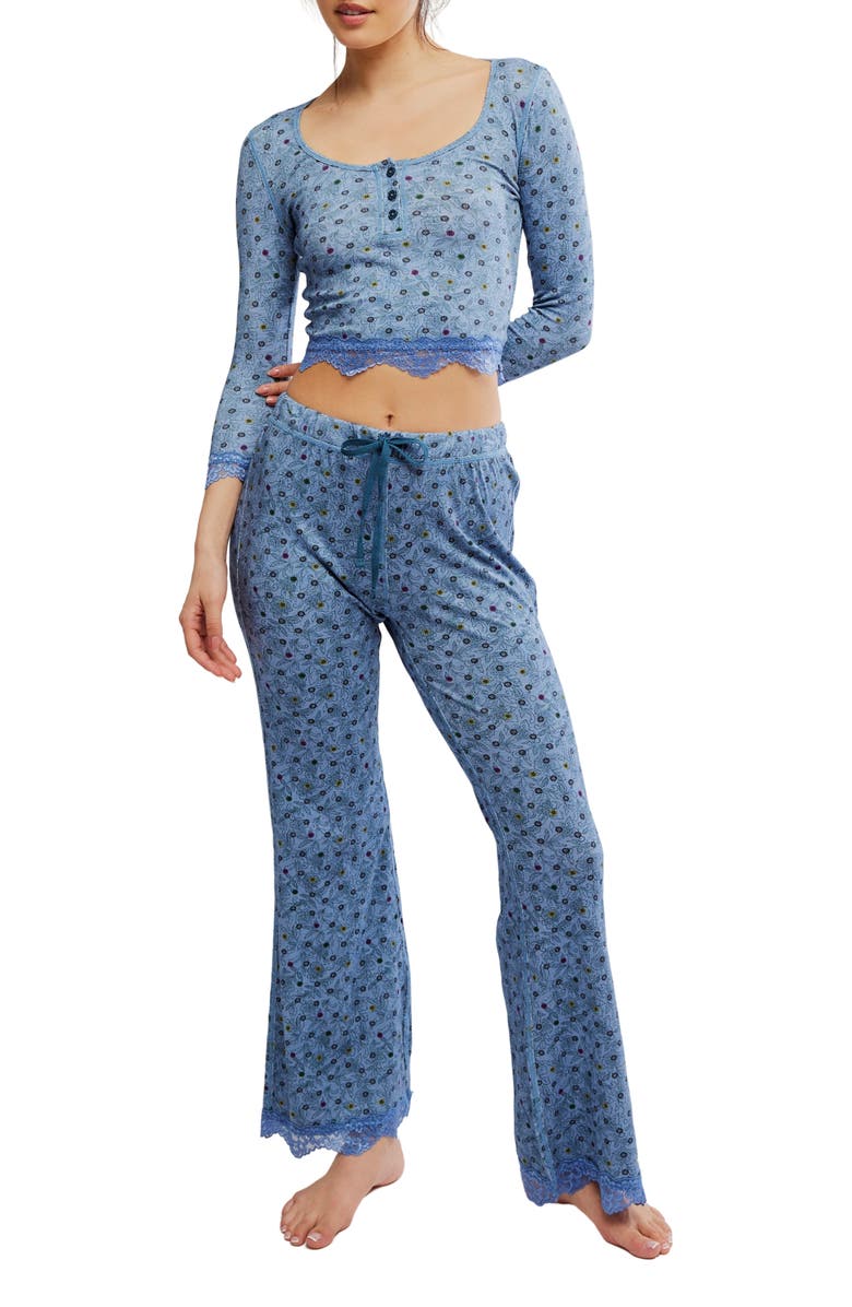 Free People Stolen Dance Pajamas, Main, color, Denim Combo