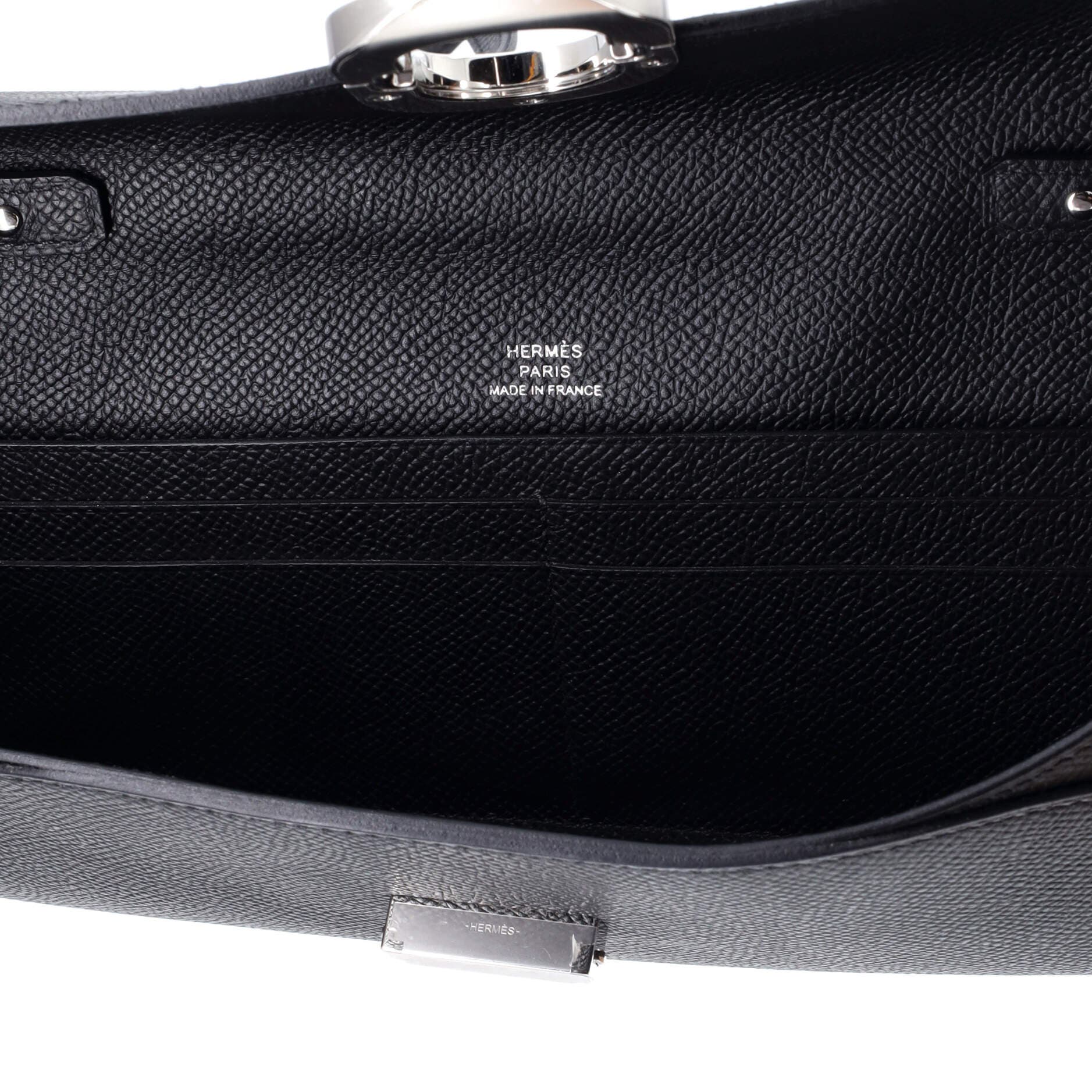 Pre-Owned Hermes Chaine d'Ancre To Go Wallet Epsom, Alternate, color, Noir