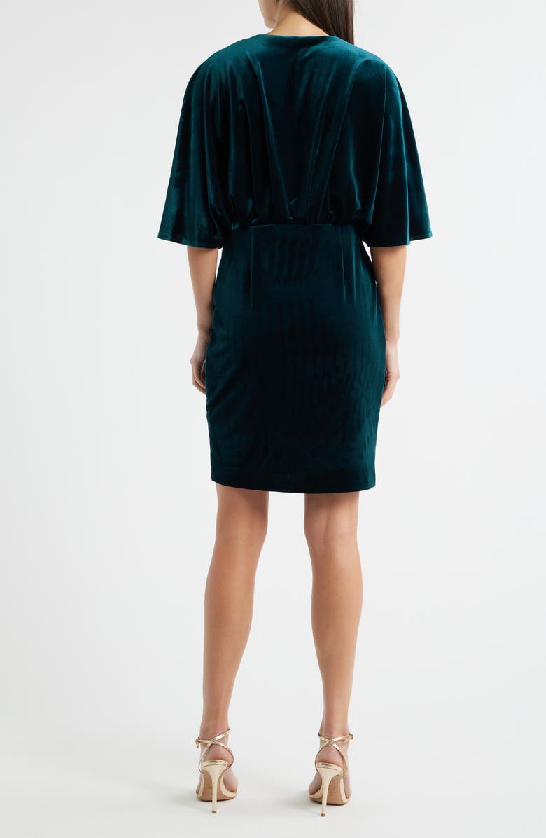Eliza J Dolman Sleeve Velvet Sheath Dress, Alternate, color, Hunter