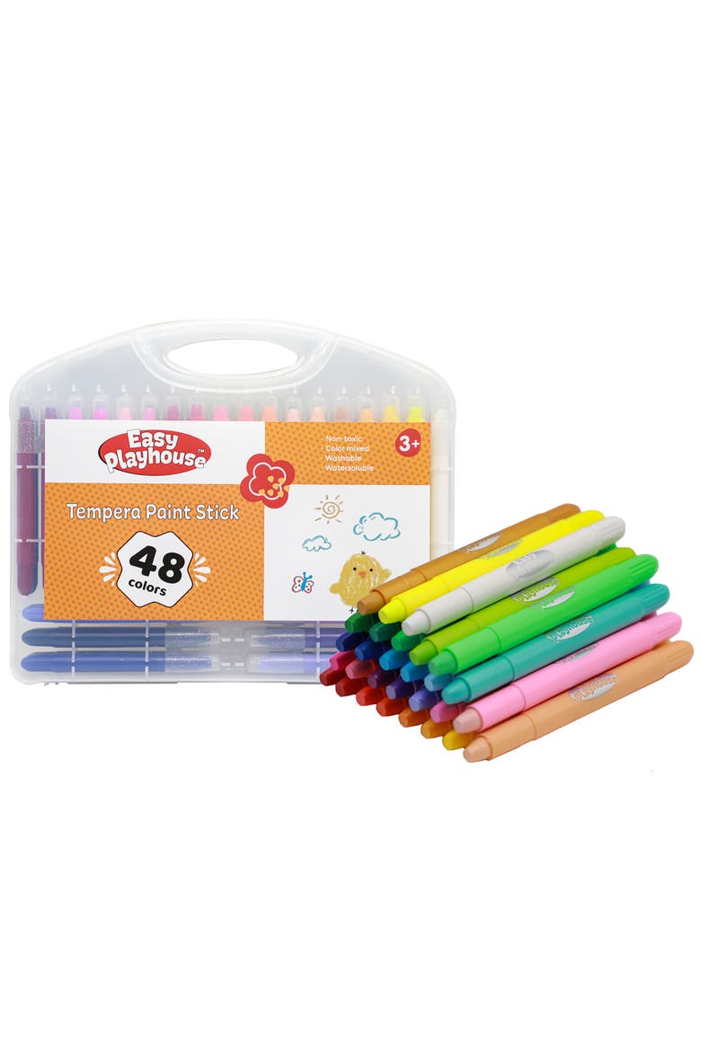 Tempera Paint Sticks 48 Pack, Vibrant Color Set, Nontoxic, Alternate, color, Multicolored
