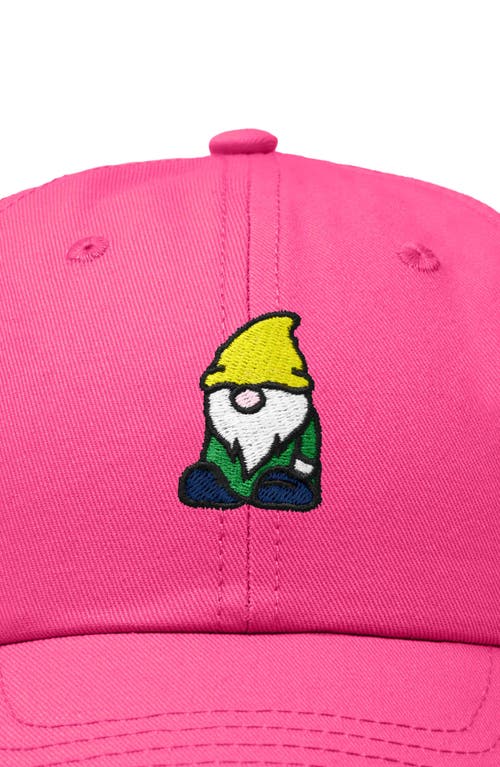 Dalix Gnome Embroidered Dad Hat In Hot Pink