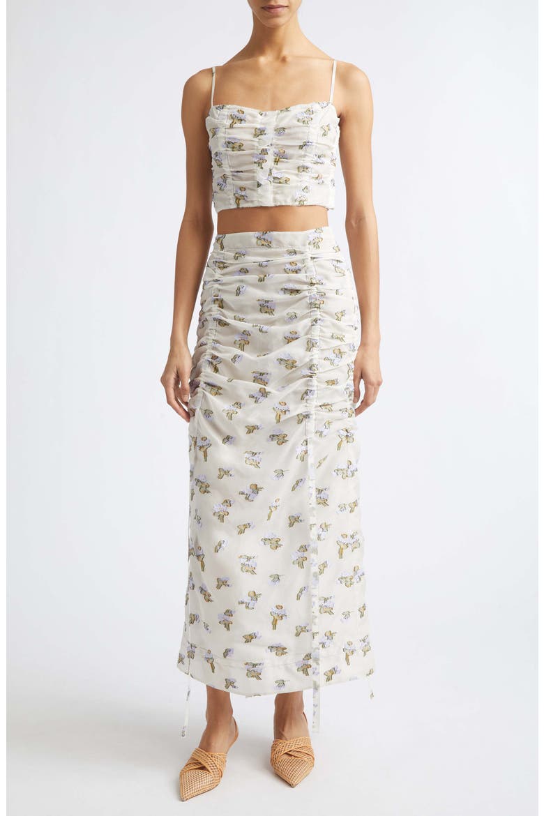 Liora Floral Organza Midi Skirt, Alternate, color, VIOLET LEAF