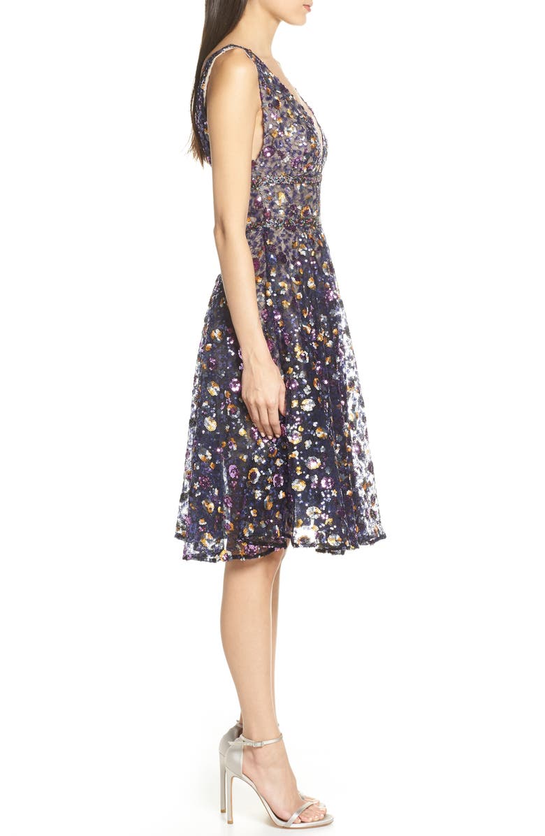 Bronx and Banco Sequin Fit & Flare Dress, Alternate, color, 