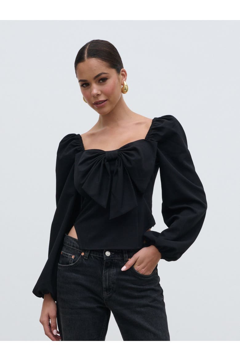 Jemima Exaggerated Bow Top, Main, color, Black