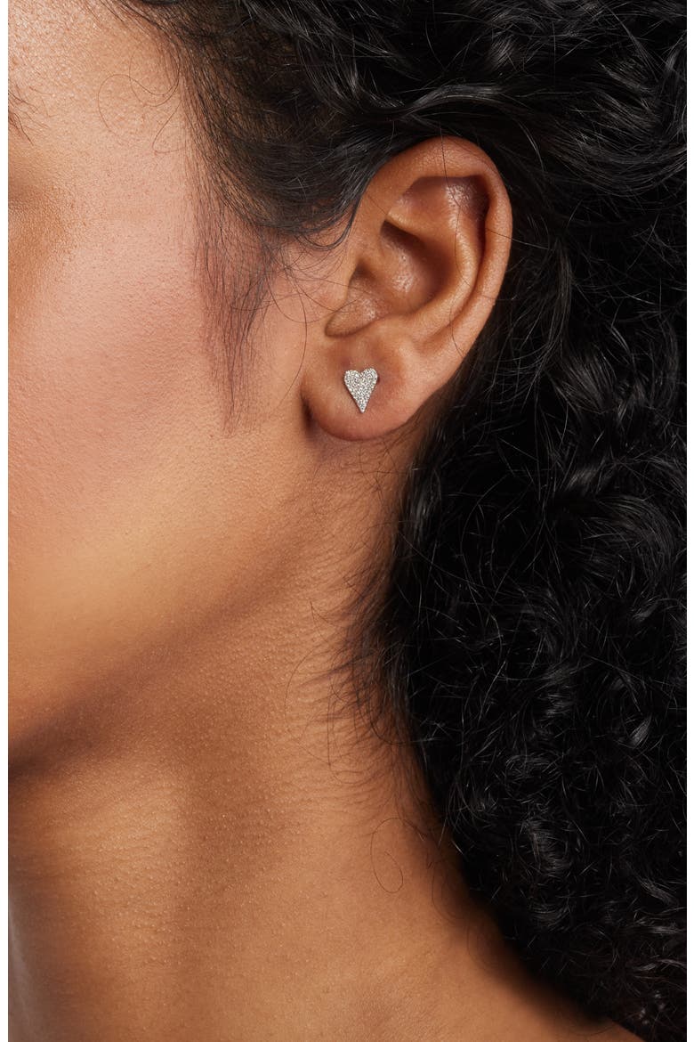 Elongated Diamond Heart Stud Earrings, Alternate, color, SILVER