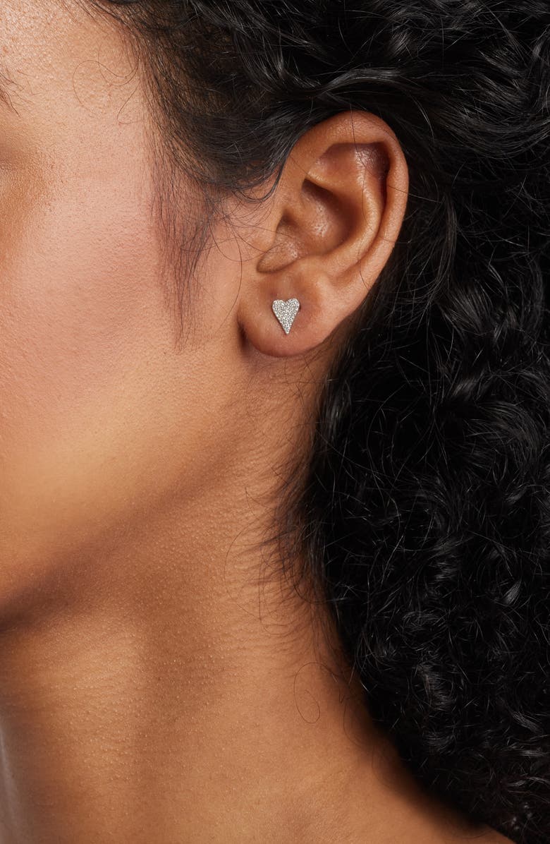 Meira T Elongated Diamond Heart Stud Earrings, Alternate, color, Silver