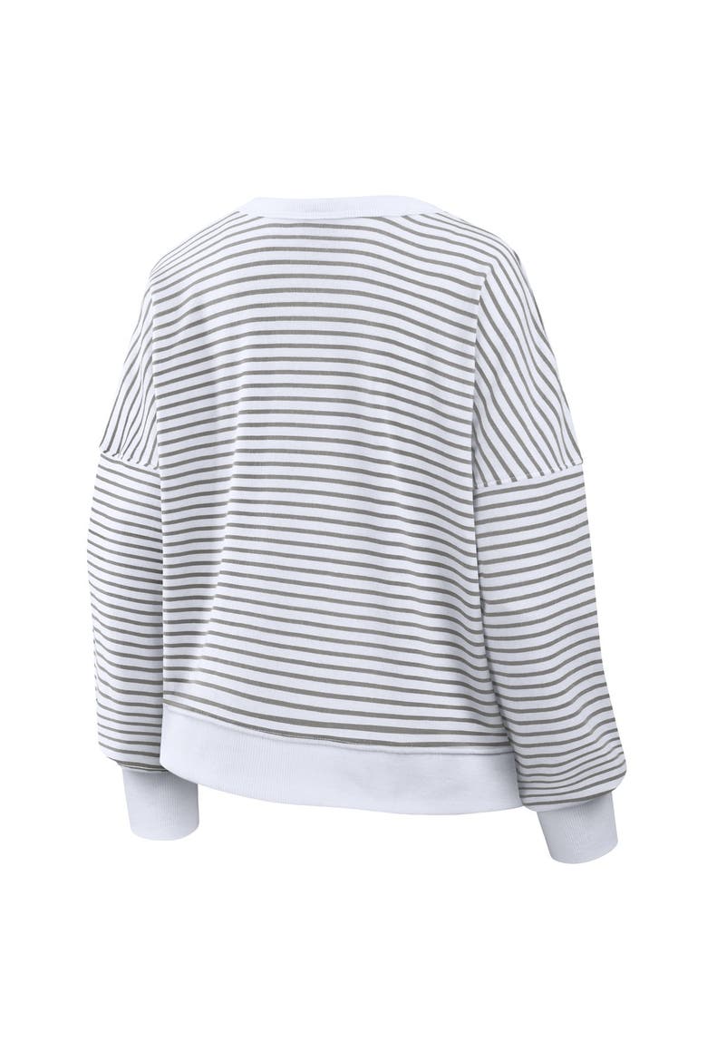 Women's Fanatics White/Gray Detroit Lions Striped Oversized French Terry Sweatshirt, Alternate, color, White