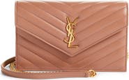 Saint Laurent Cassandre Quilted Leather Wallet on a Chain