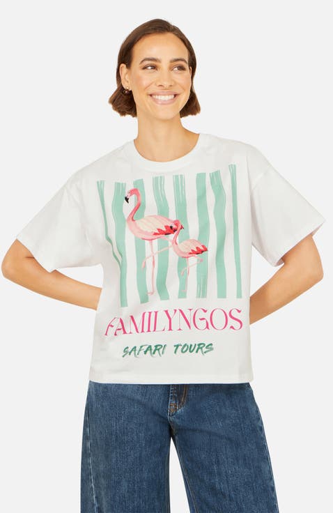 Retro Flamingo Cotton T-Shirt