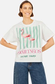 Yumi Retro Flamingo Cotton T-Shirt
