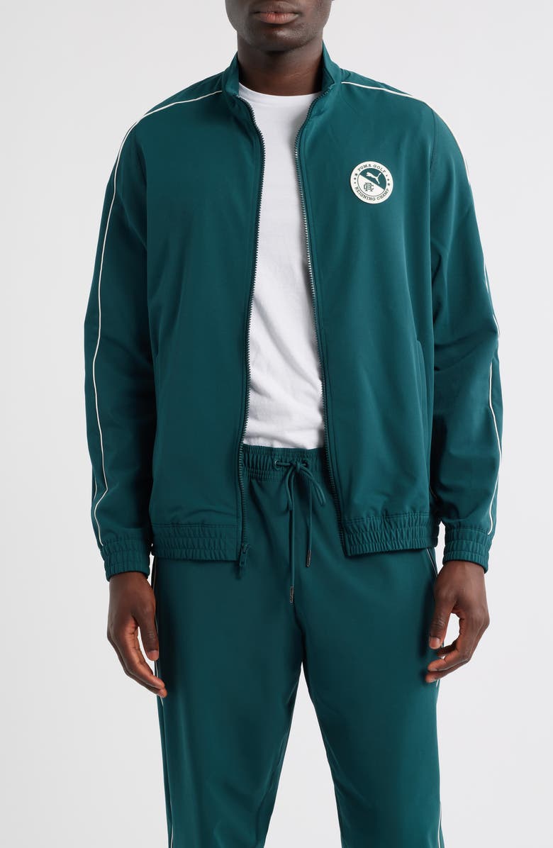 PUMA GOLF x Reigning Champ T7 Track Jacket, Main, color, Green Terrain
