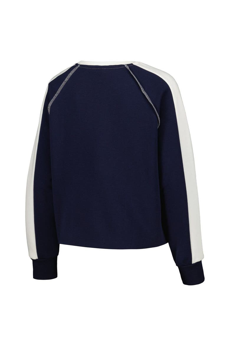 Women's Gameday Couture Navy West Virginia Mountaineers Blindside Raglan Cropped Pullover Sweatshirt, Alternate, color, Navy