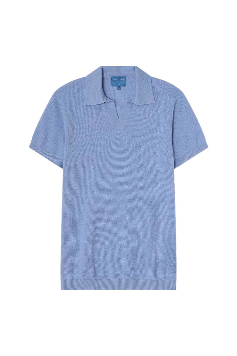 Randall Cotton Cashmere Johnny Collar Sweater, Main, color, Indigo Blue