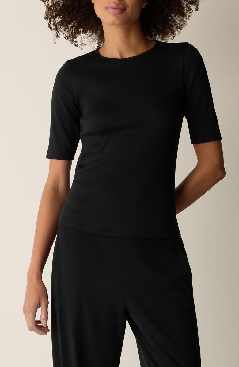 Eileen Fisher Crewneck T-Shirt, Main, color, Black