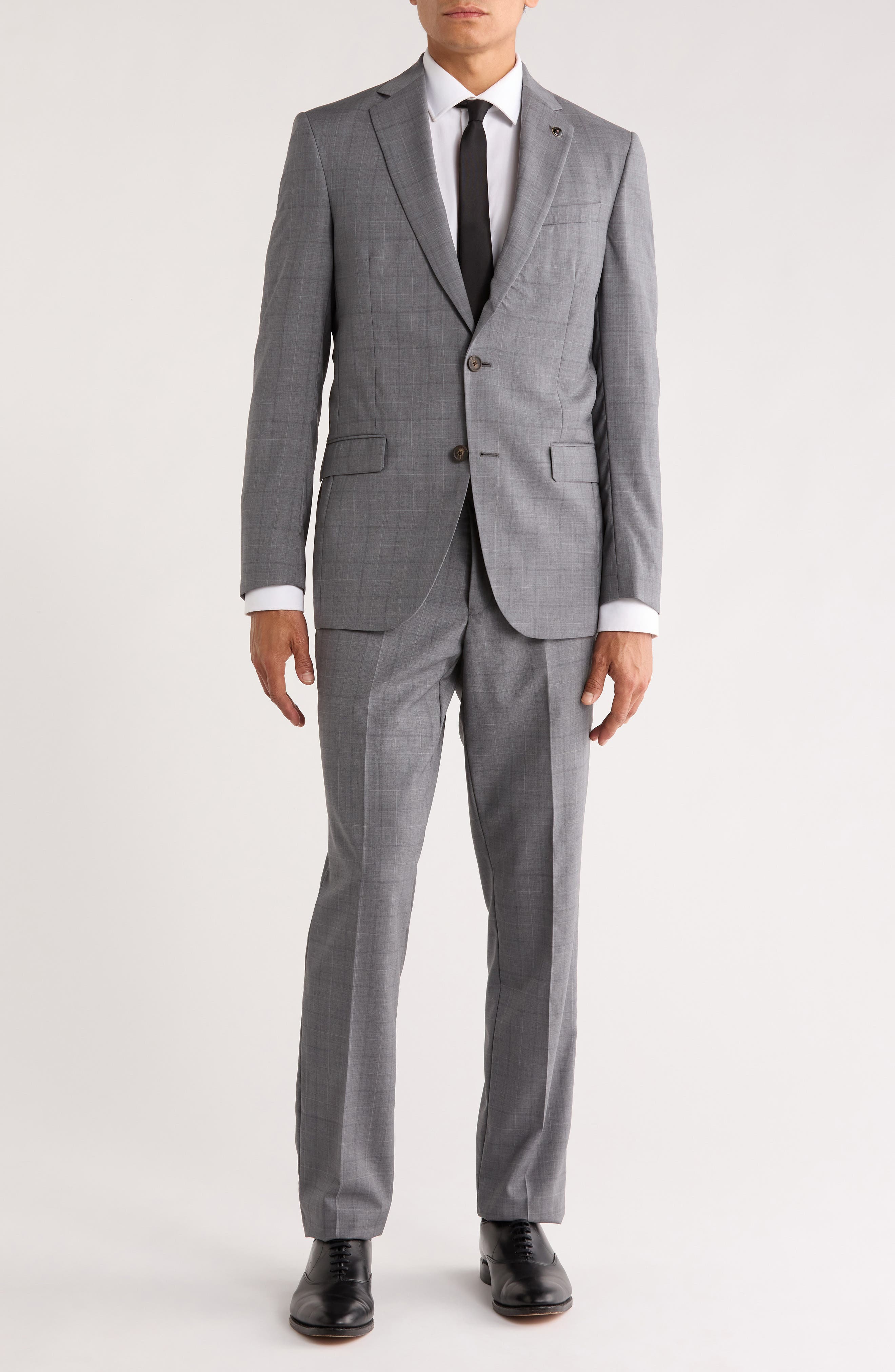 No Ordinary Joe by Ted Baker Jake Grey Windowpane Wool Suit