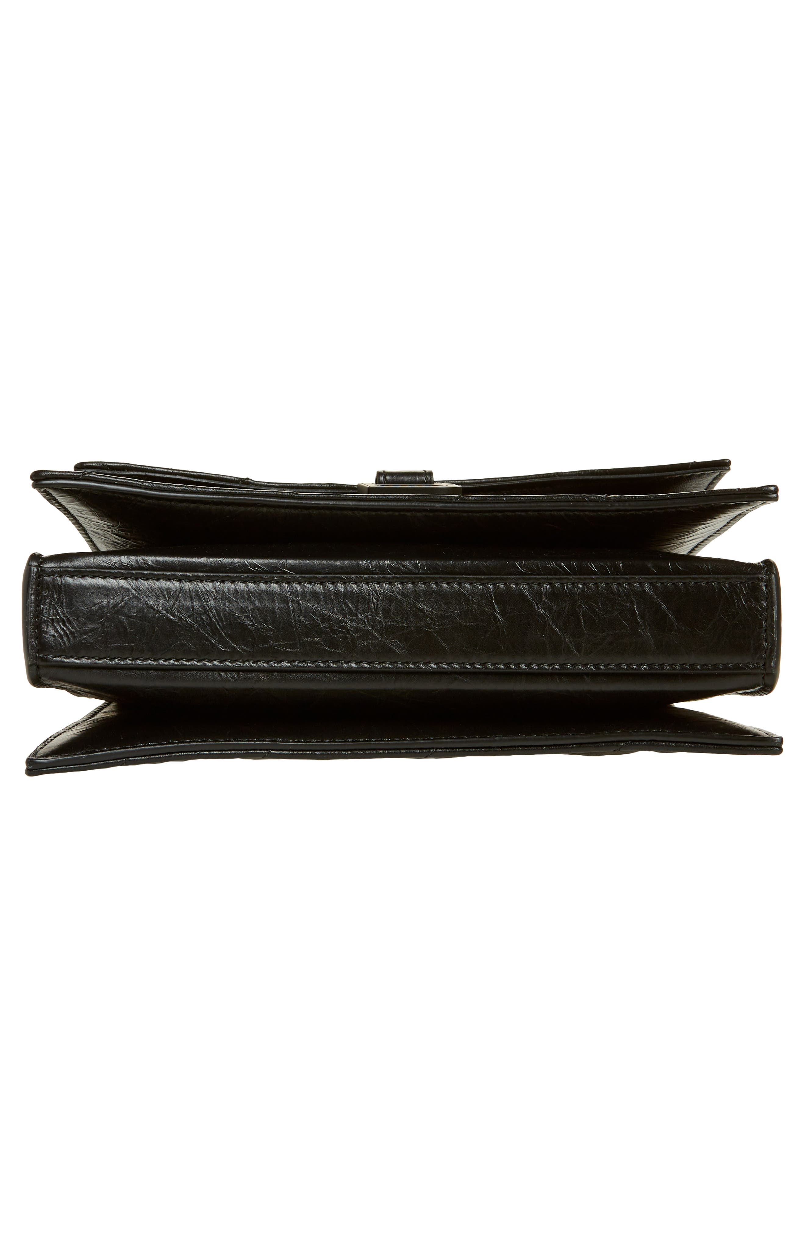 Balenciaga Crush Quilted Crinkle Leather Wallet on a Chain, Alternate, color, 