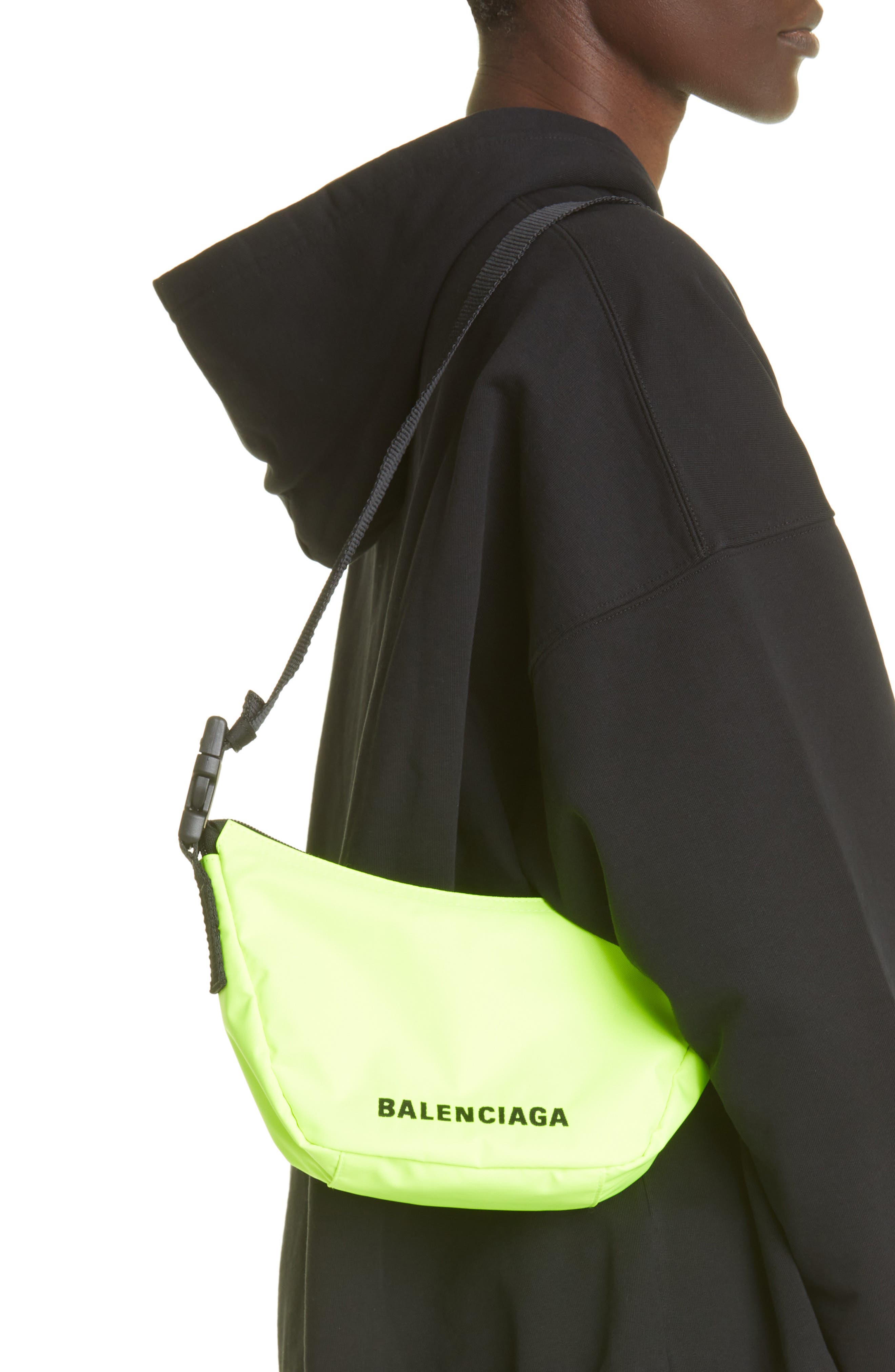 Small Wheel Logo Shoulder Bag, Alternate, color, FLUO YELLOW/ L BLACK