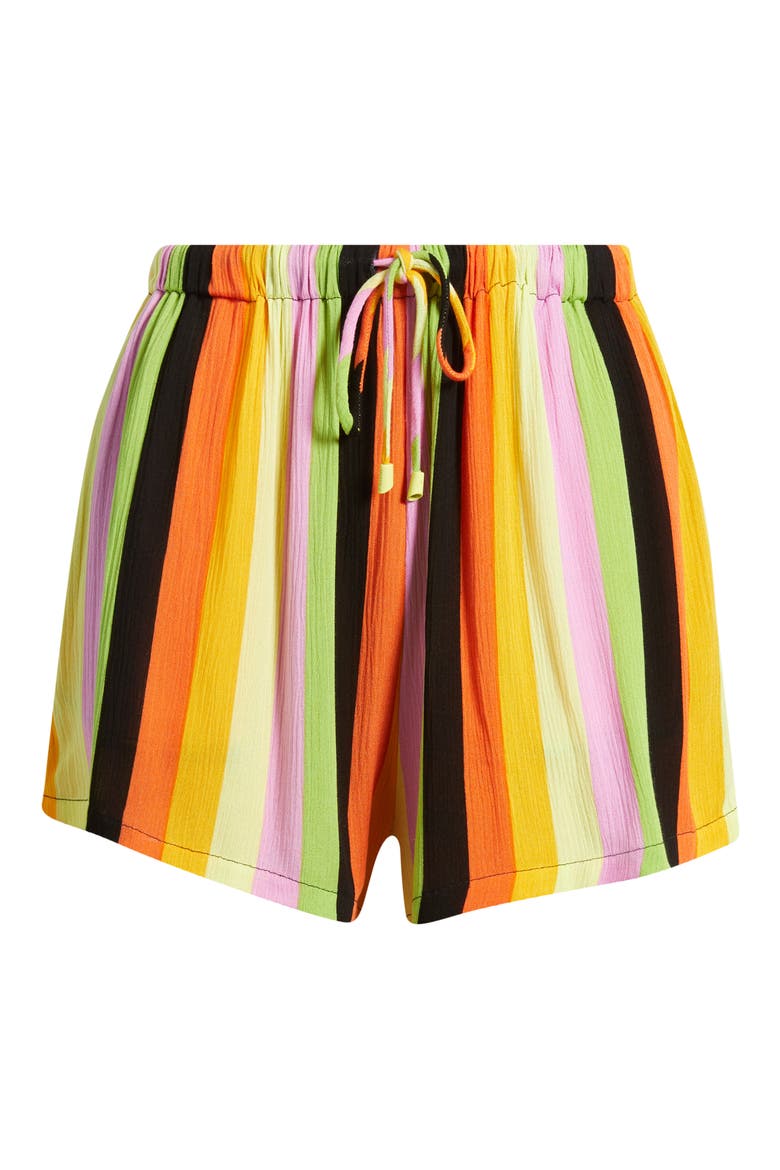 Neon Stripe Drawstring Shorts, Alternate, color, ORANGE MULTI