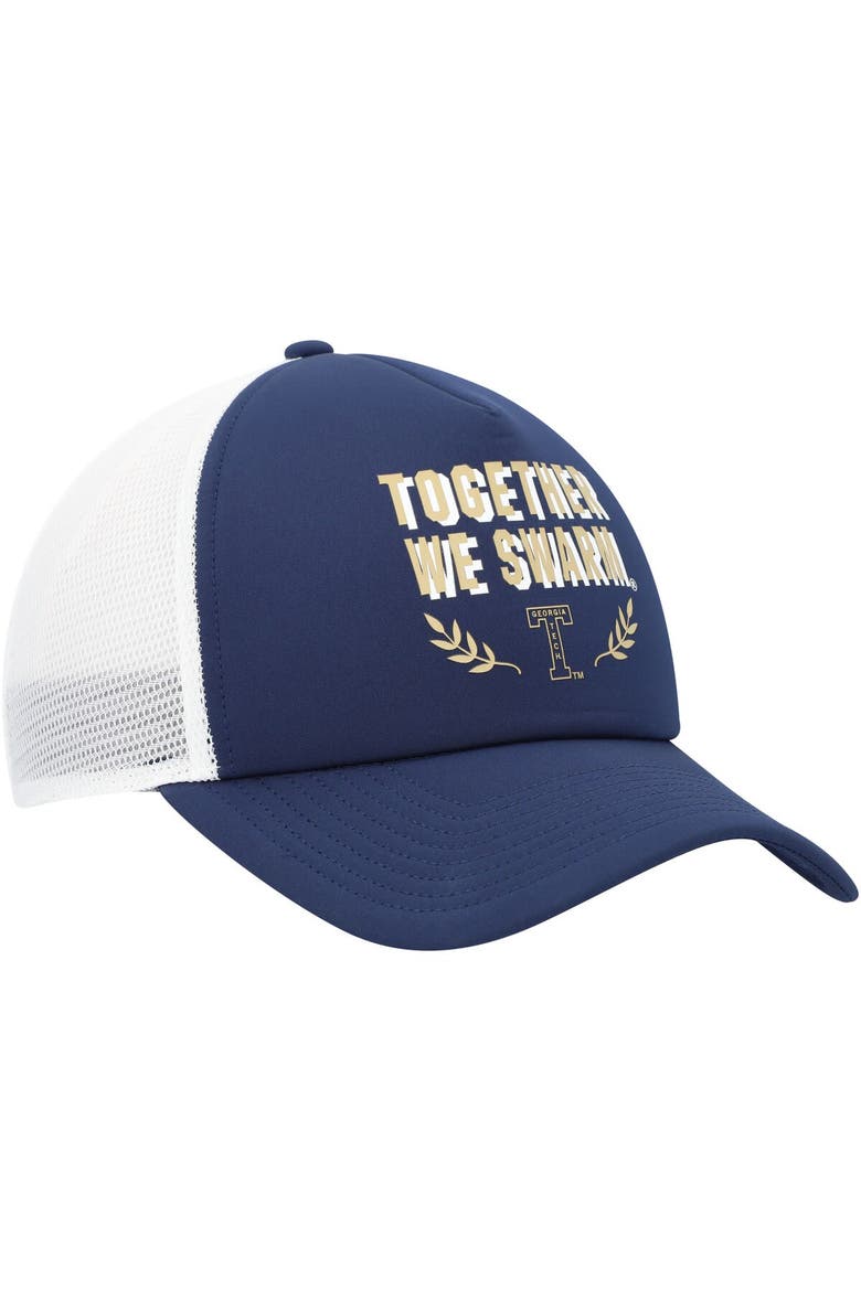 Men's adidas Navy Georgia Tech Yellow Jackets Phrase Foam Front Trucker Adjustable Hat, Alternate, color, Navy