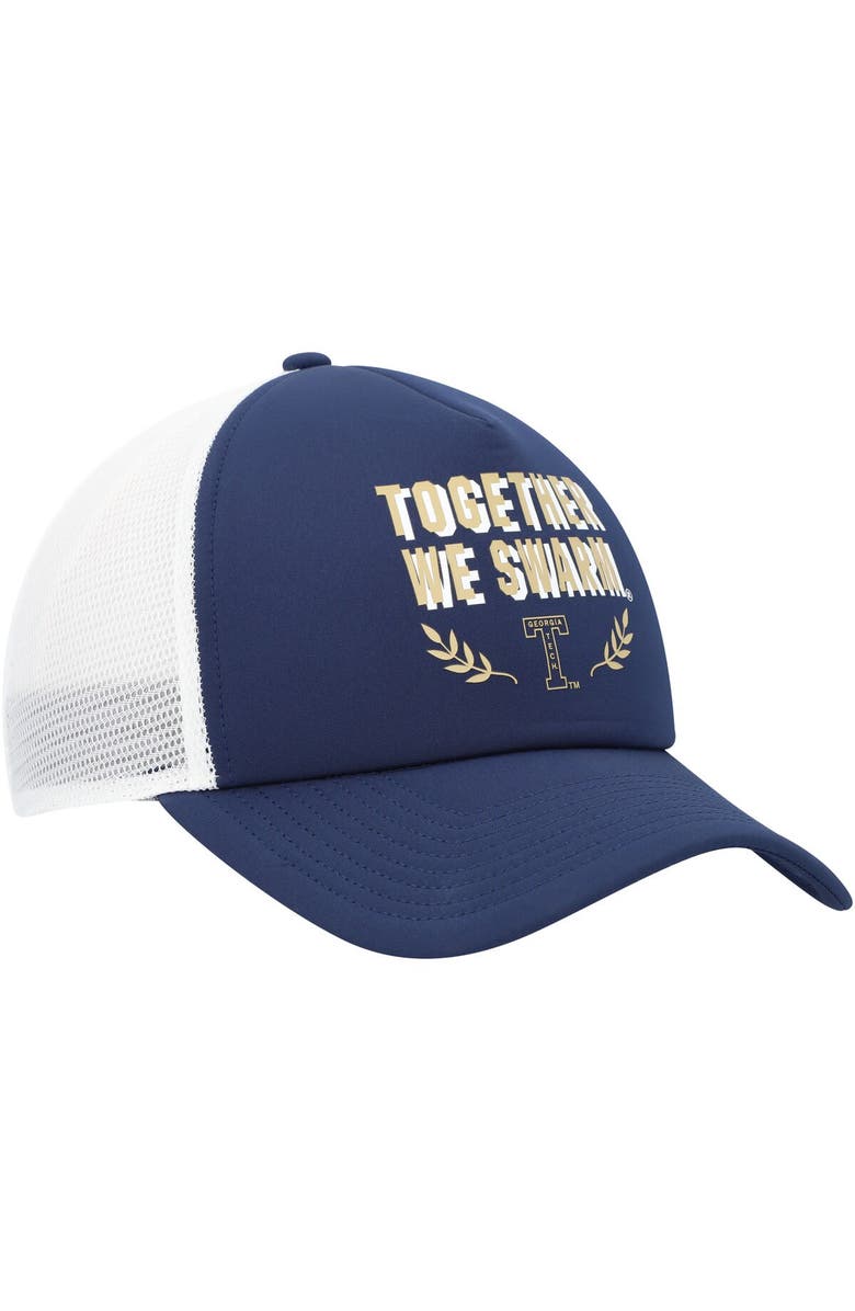 adidas Men's adidas Navy Georgia Tech Yellow Jackets Phrase Foam Front Trucker Adjustable Hat, Alternate, color, Navy