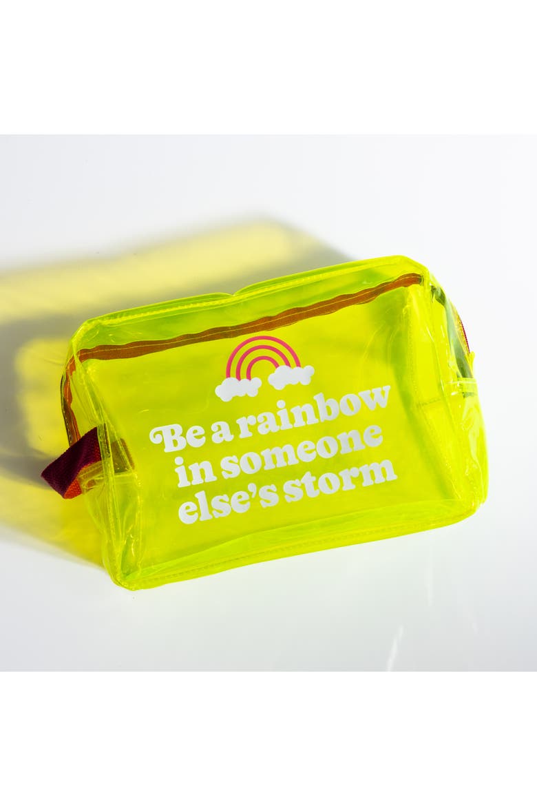 Be A Rainbow Clear Travel Bag Plastic Yellow, Alternate, color, Yellow