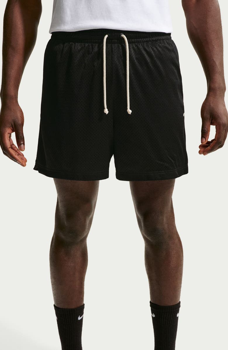 Nike Standard Issue 5-Inch Practice Mesh Basketball Shorts, Alternate, color, Black/ Pale Ivory