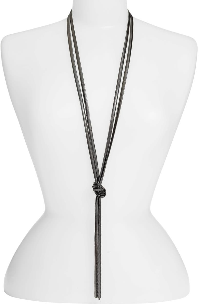 Lisa Freede Cooper Knot Lariat Necklace, Main, color,