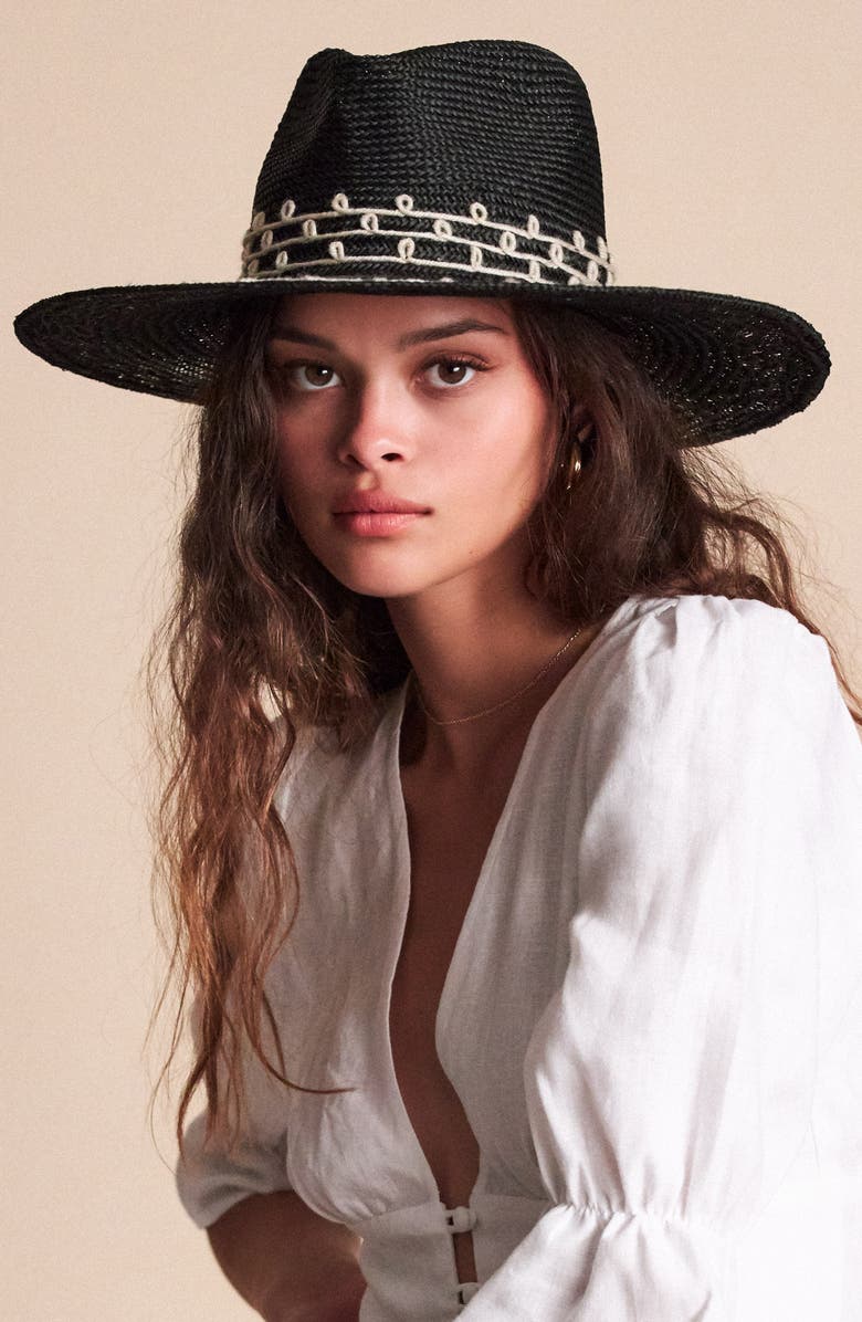 Brixton Joanna Embroidered Straw Hat, Alternate, color,