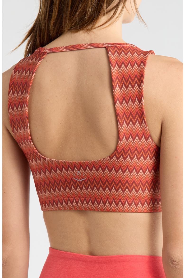 Open Back Activewear Bra, Alternate, color, PAPRIKA CHEVRON