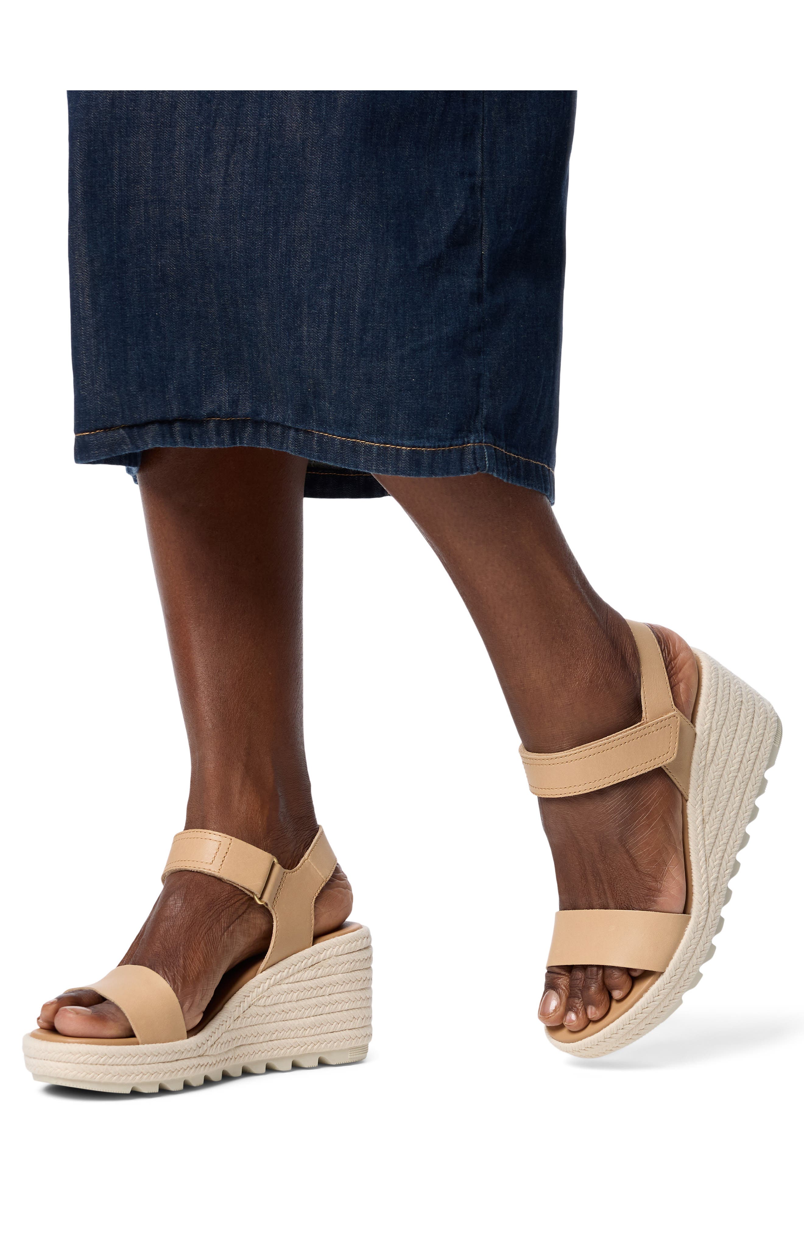 SOREL Cameron Wedge Espadrille Sandal, Alternate, color, Honest Beige/ Chalk