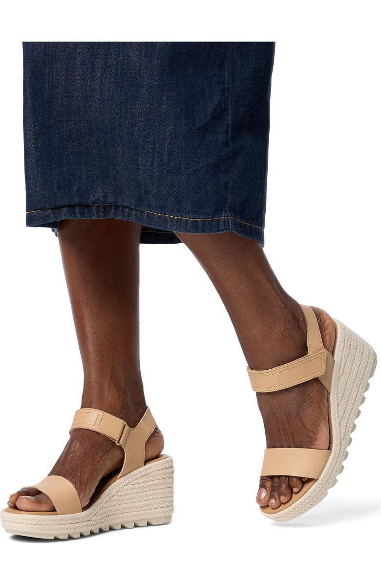SOREL Cameron Wedge Espadrille Sandal, Alternate, color, Honest Beige/ Chalk