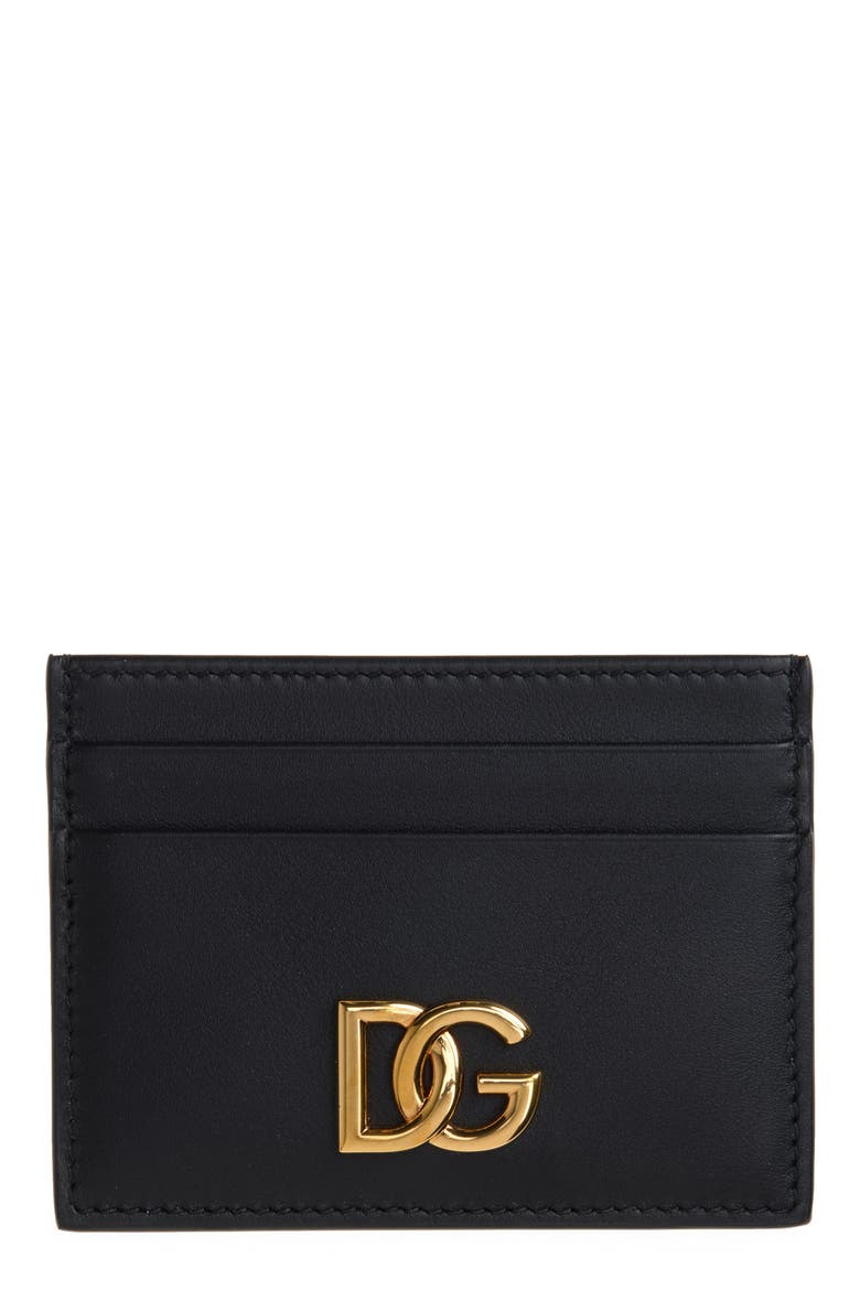 DG Logo Leather Card Case, Main, color, 80999 NERO