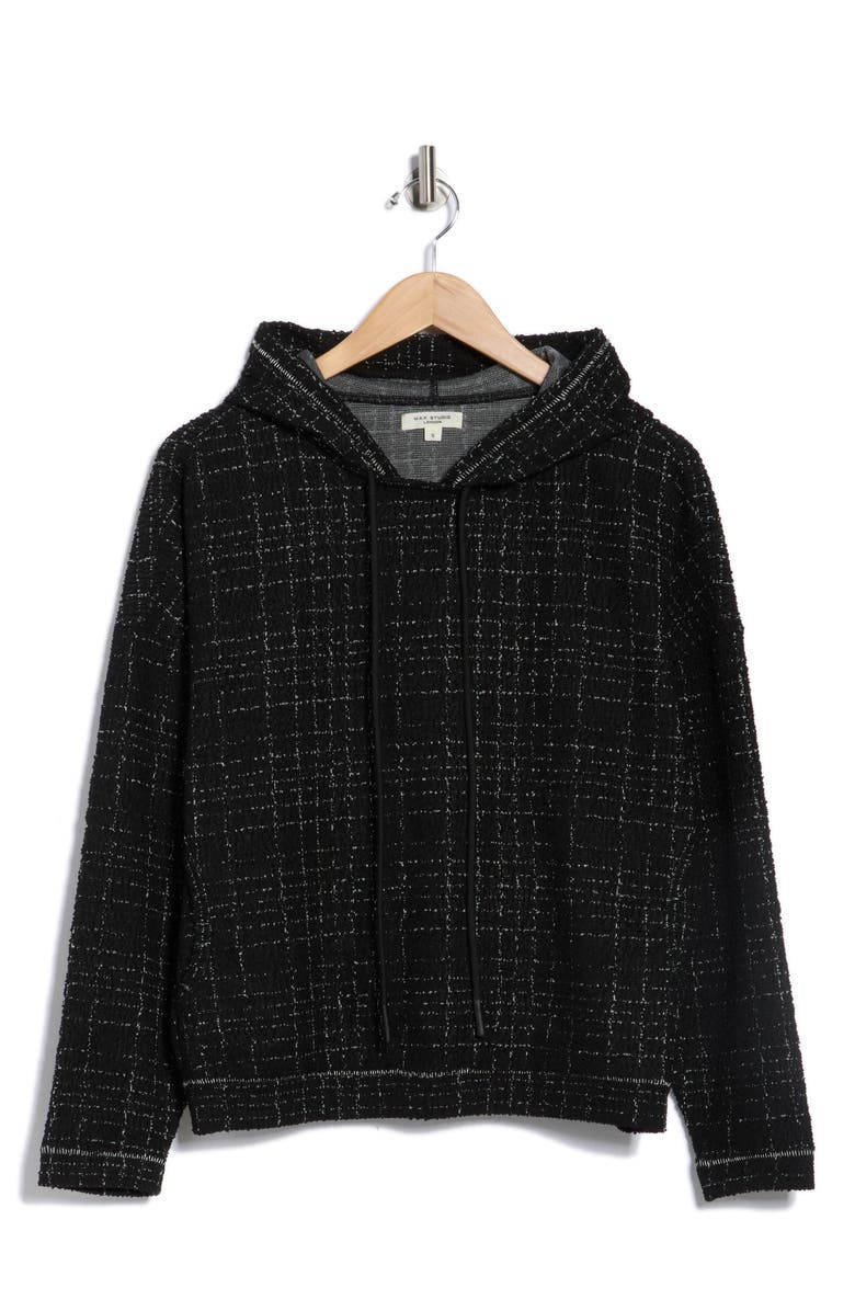 MAX STUDIO Bouclé Hooded Sweater, Alternate, color, Black / Ivory