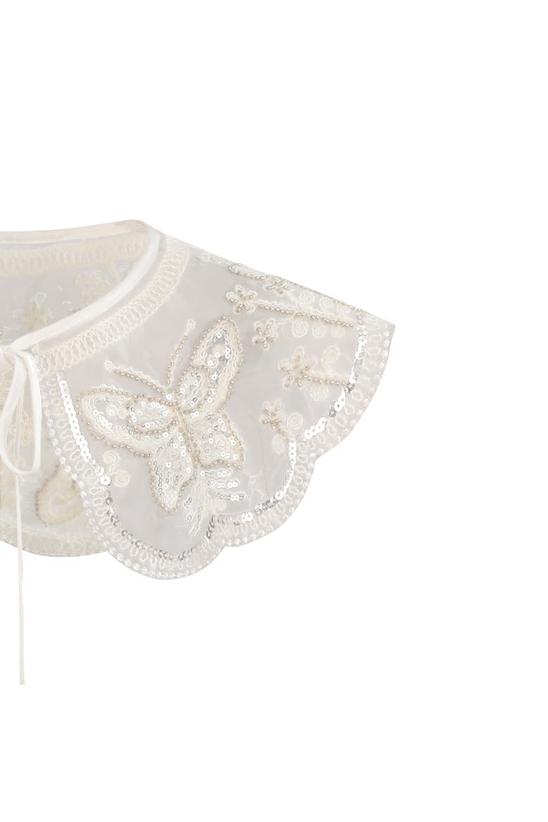 Embroidered Butterfly Stole, Alternate, color, White