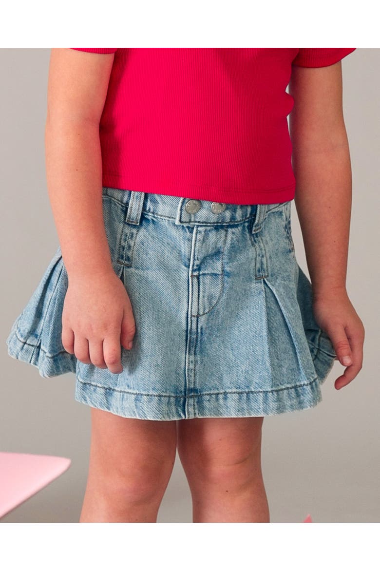Denim Pleated Skirt, Alternate, color, Blue