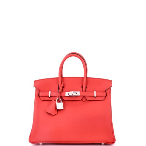 Birkin Handbag Red Swift with Palladium Hardware 25
