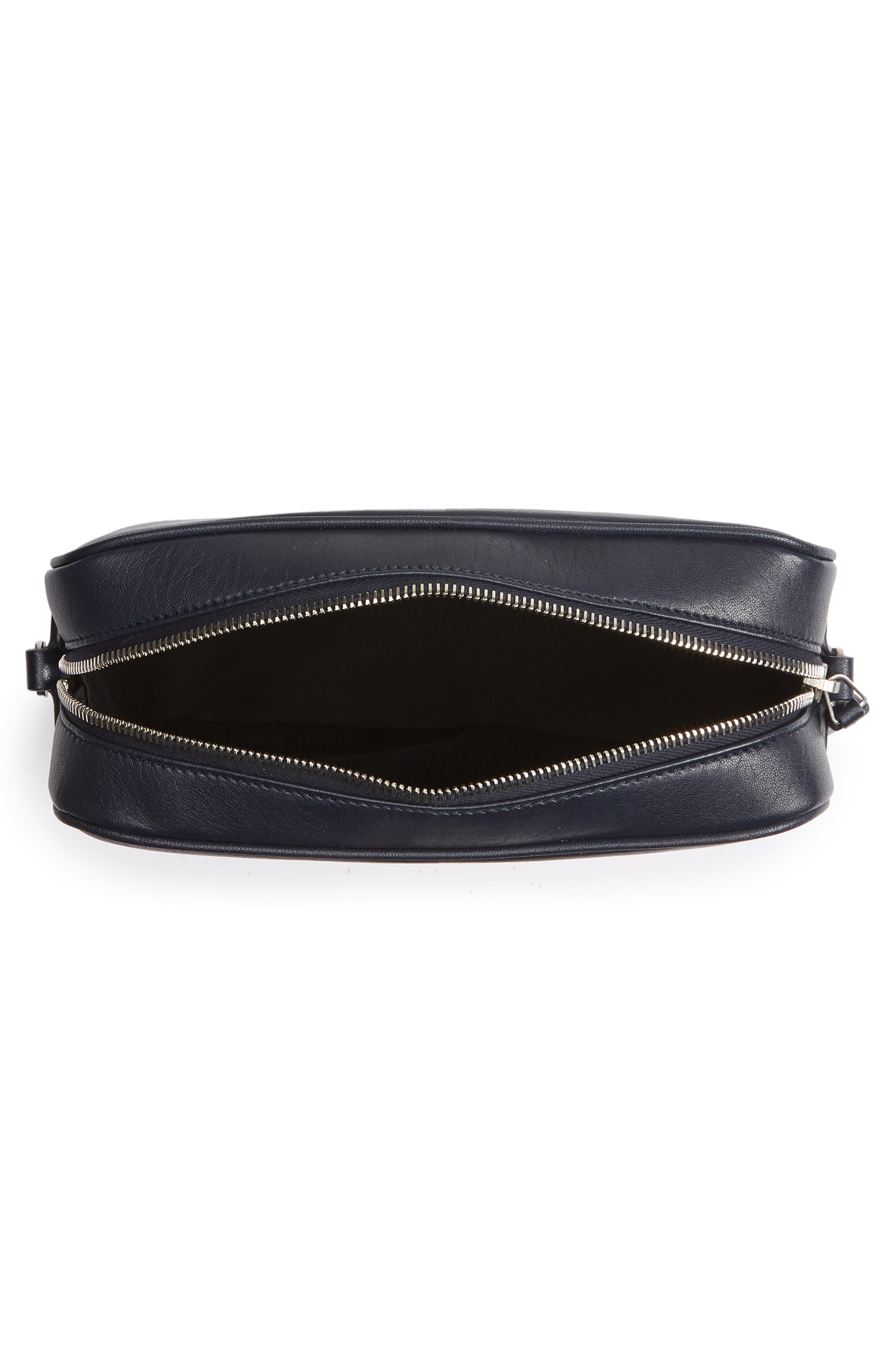Small Mono Leather Camera Bag, Alternate, color, DEEP MARINE