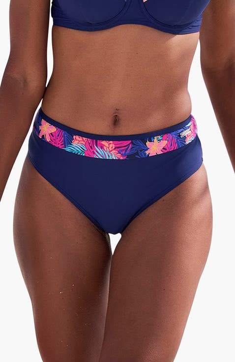 Women's Contrast Print High Waisted Bikini Bottom